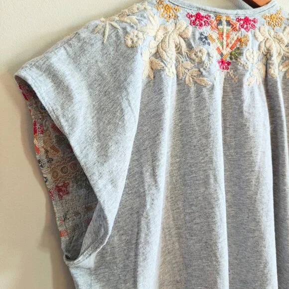 JOHNNY WAS Embroidered Jersey Top - Picture 2 of 9